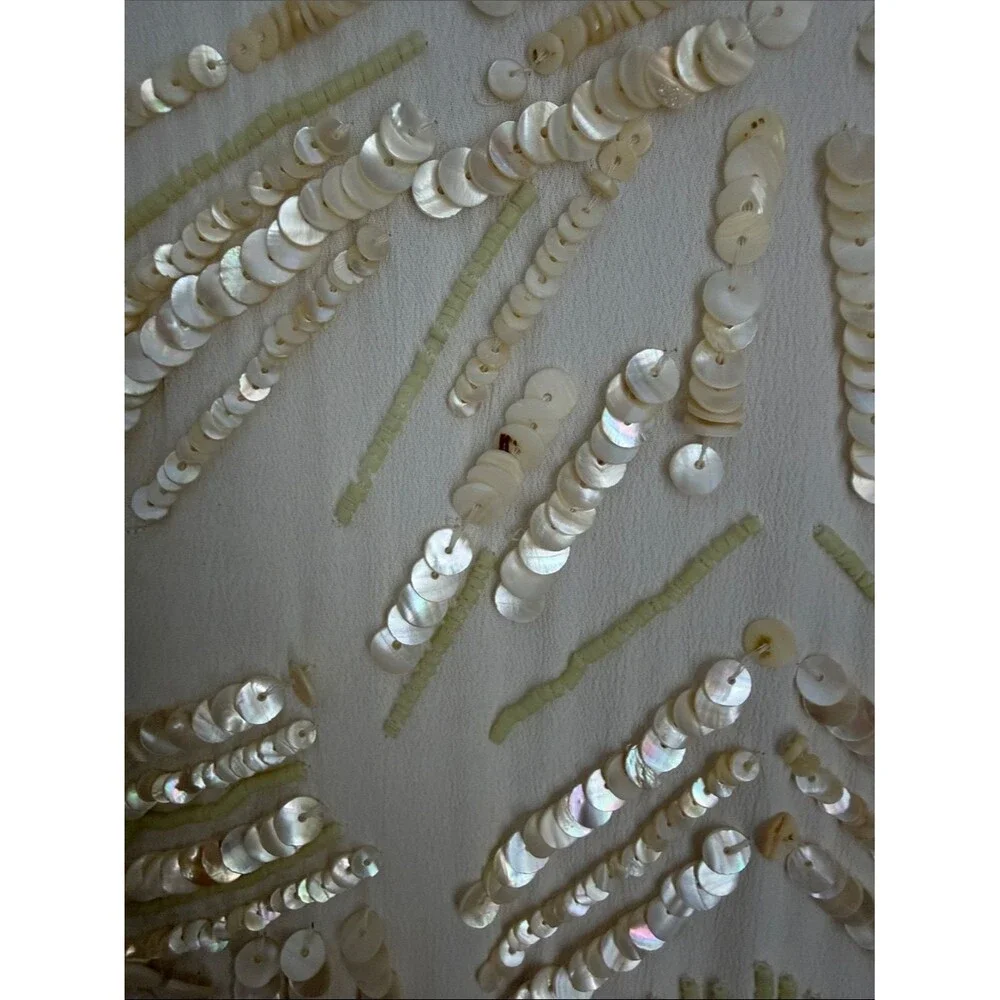 FREE PEOPLE LIMITED EDITION Ivory Art Deco Embellished Mini Dress Sequin Rare